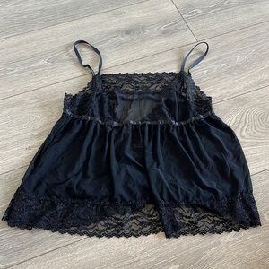 Y2K Victoria’s Secret Black Mesh Lace Babydoll Cami Slip Top Size S